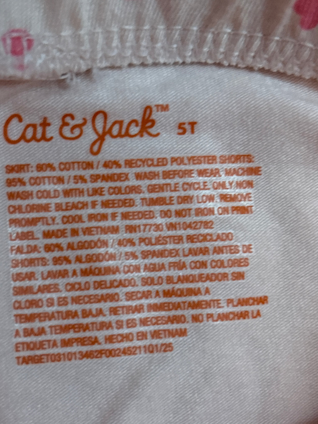 Cat & Jack Girls Pink Heart Print Skort, Size 5T