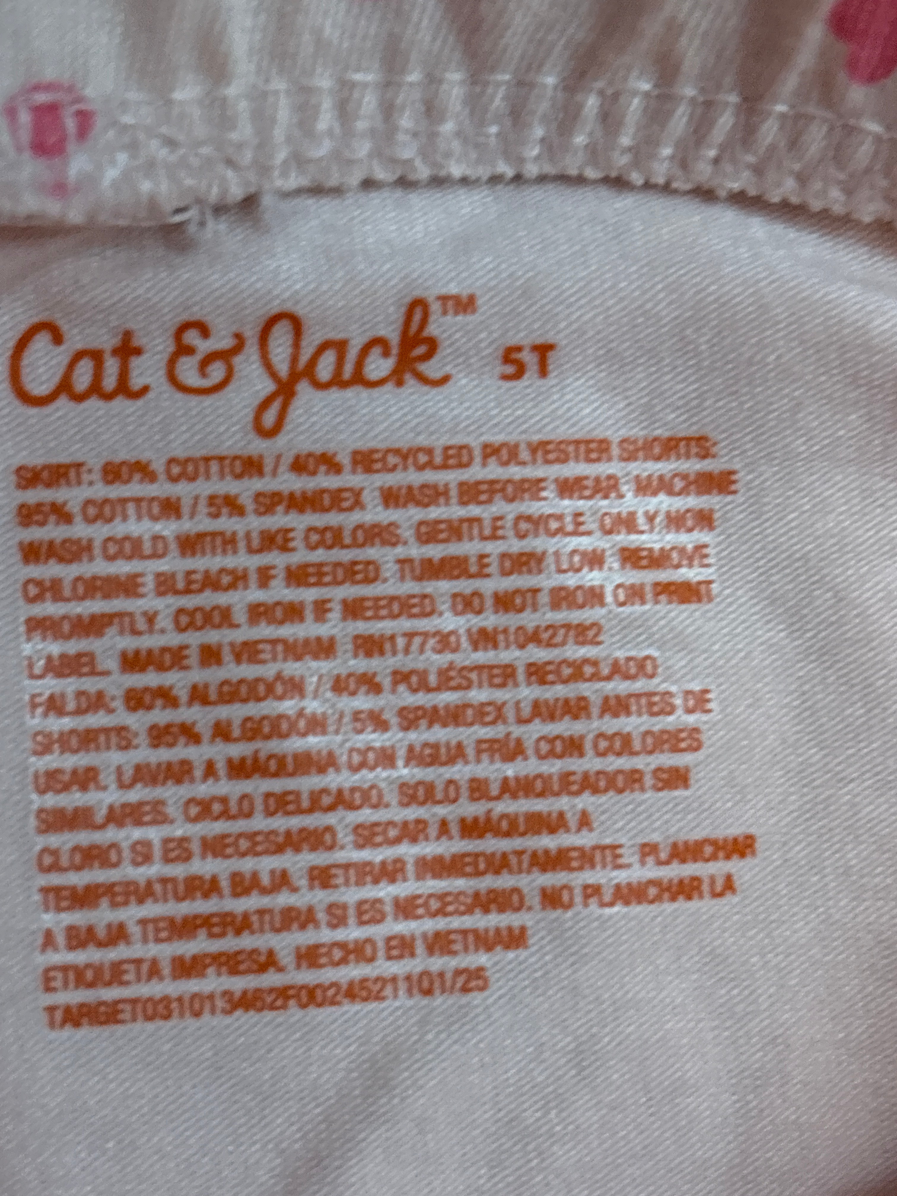 Cat & Jack Girls Pink Heart Print Skort, Size 5T