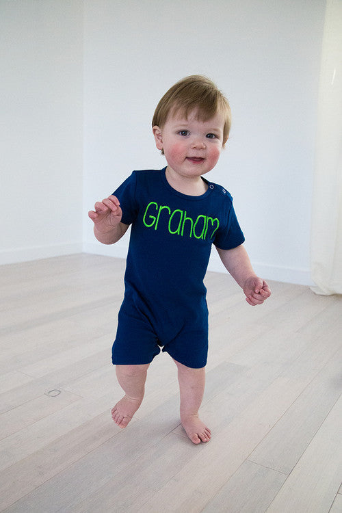 Boys Short Sleeve Knit Rompers (Old Size Chart)