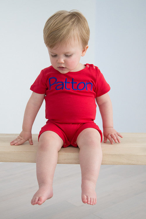 Boys Short Sleeve Knit Rompers (Old Size Chart)
