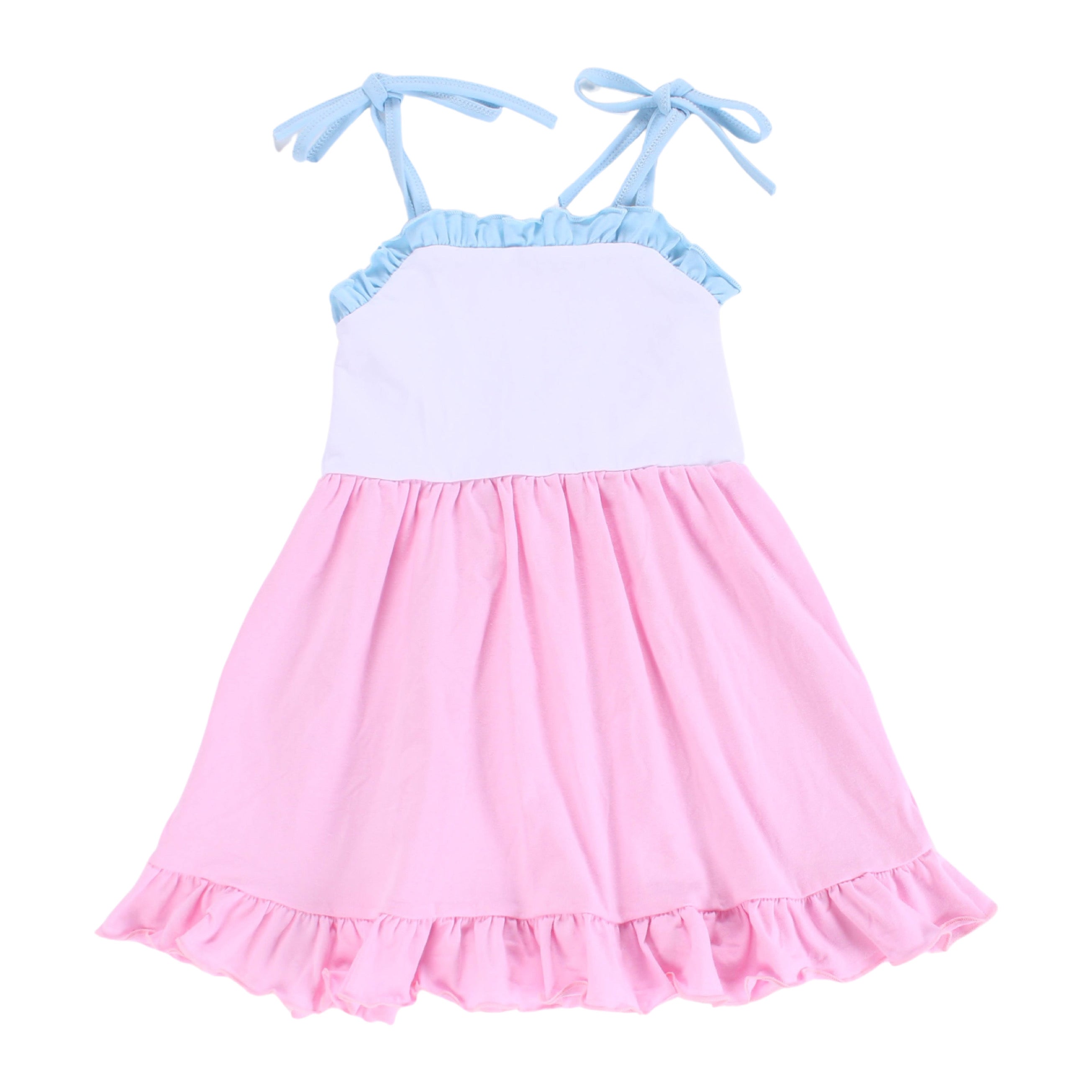 Threaded Cotton Ruffle Tie Sun Dress 100% Cotton