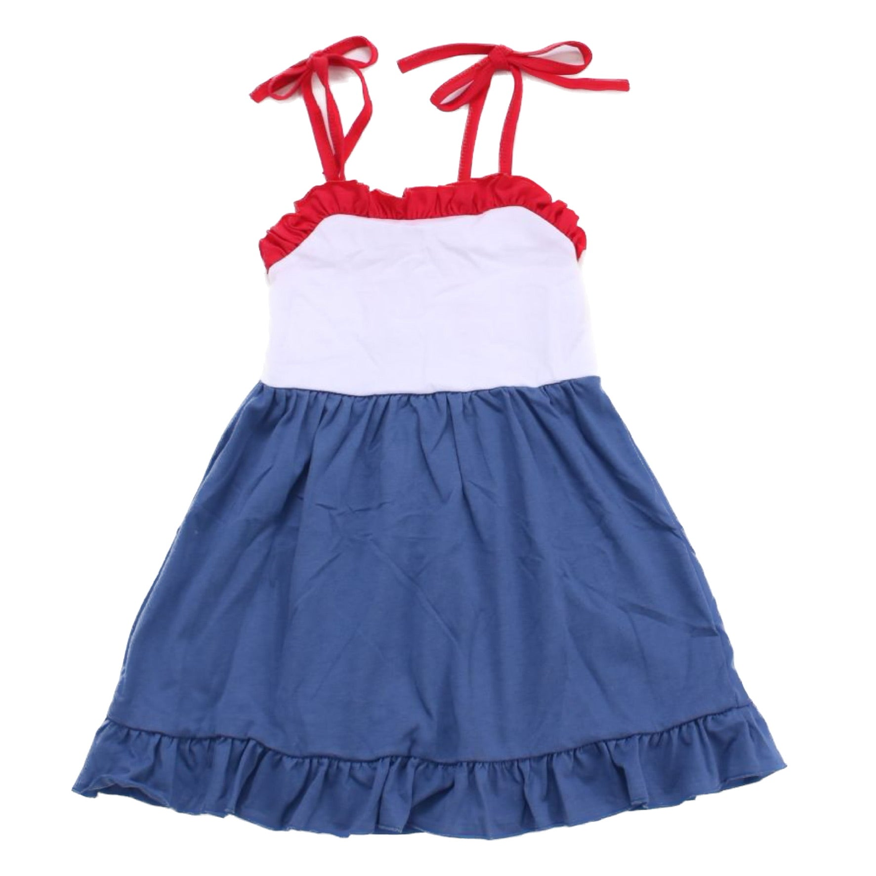 Threaded Cotton Ruffle Tie Sun Dress 100% Cotton
