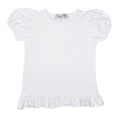 Threaded Cotton Girl Short Sleeve Ruffle Shirt 100% Cotton