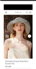 FIBFLX Packable Striped Wide-Brim Bucket Hat