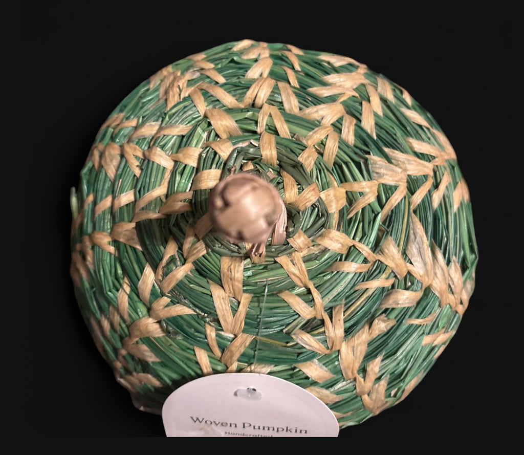 Threshold Handcrafted Green Woven Pumpkin Decorative Decor