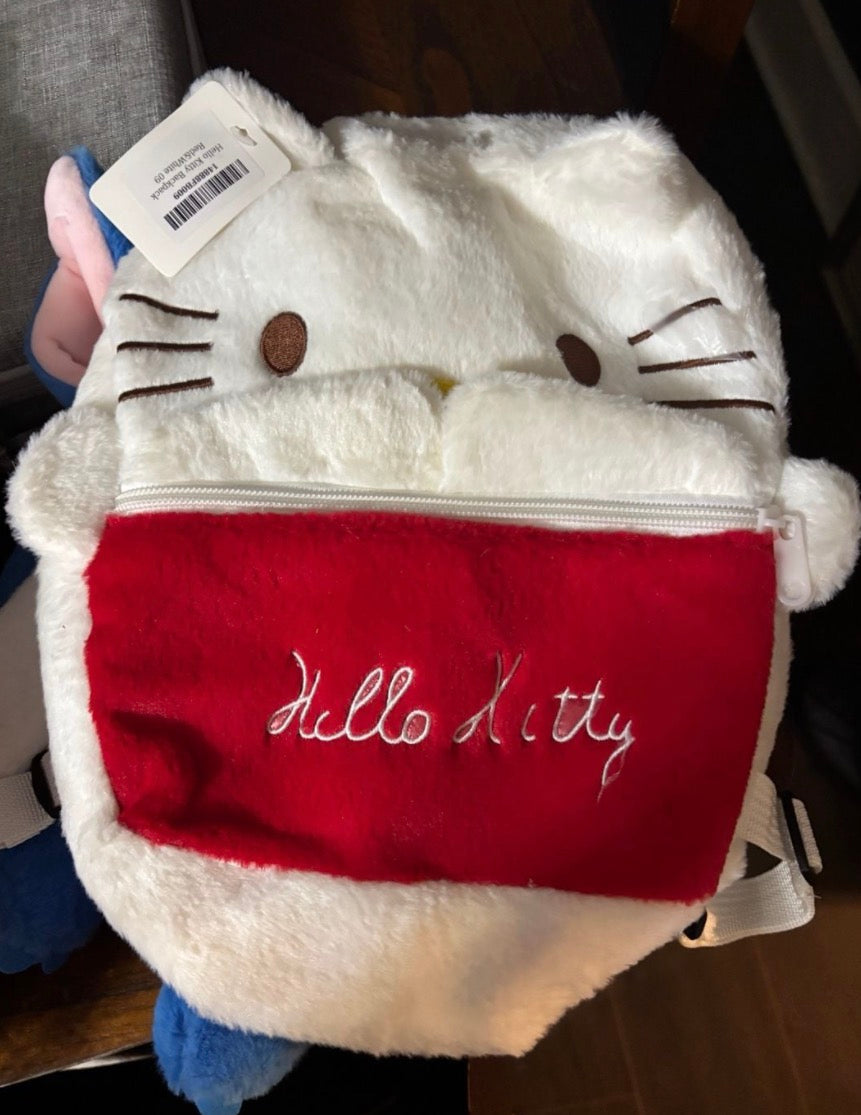 Sanrio Hello Kitty White and Red Plush Mini Backpack