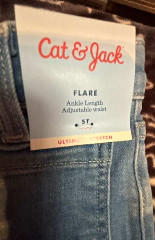 Cat & Jack Girls Flare Ankle Length Adjustable Waist Jeans Size 5T