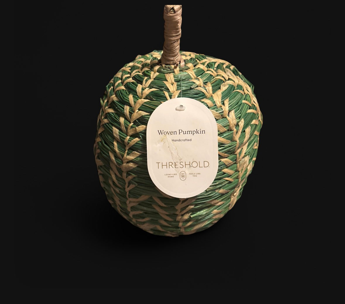 Threshold Handcrafted Green Woven Pumpkin Decorative Decor