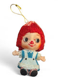 Vintage Raggedy Ann Plastic Christmas Tree Ornament with Yarn Hair