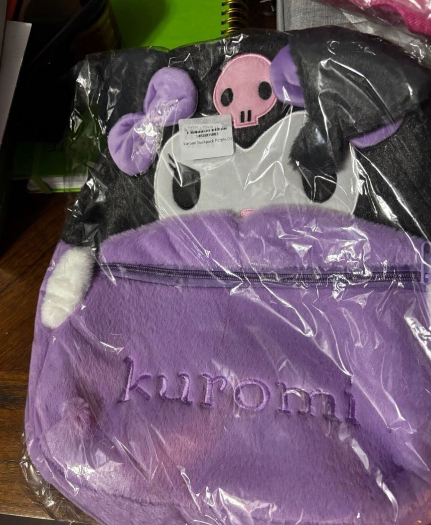 Sanrio Kuromi Fuzzy Plush Character Backpack