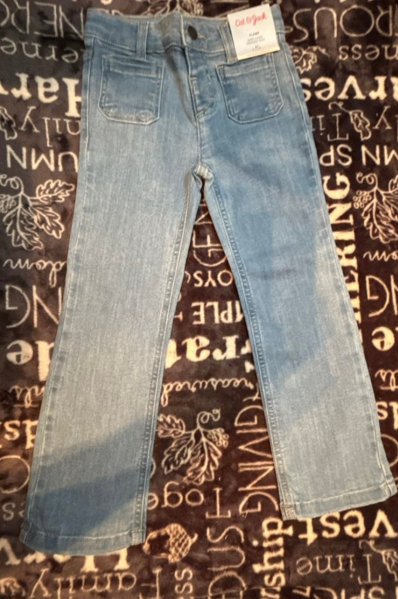 Cat & Jack Girls Flare Ankle Length Adjustable Waist Jeans Size 5T