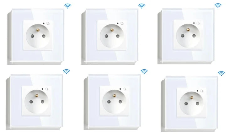 Bseed Wifi Wall Socket France Standard Crystal Glass Panel Smart Socket Outlets Work With Tuya Google Home Alexa Timer APP