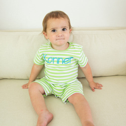 Boys Short Sleeve Knit Rompers (Old Size Chart)