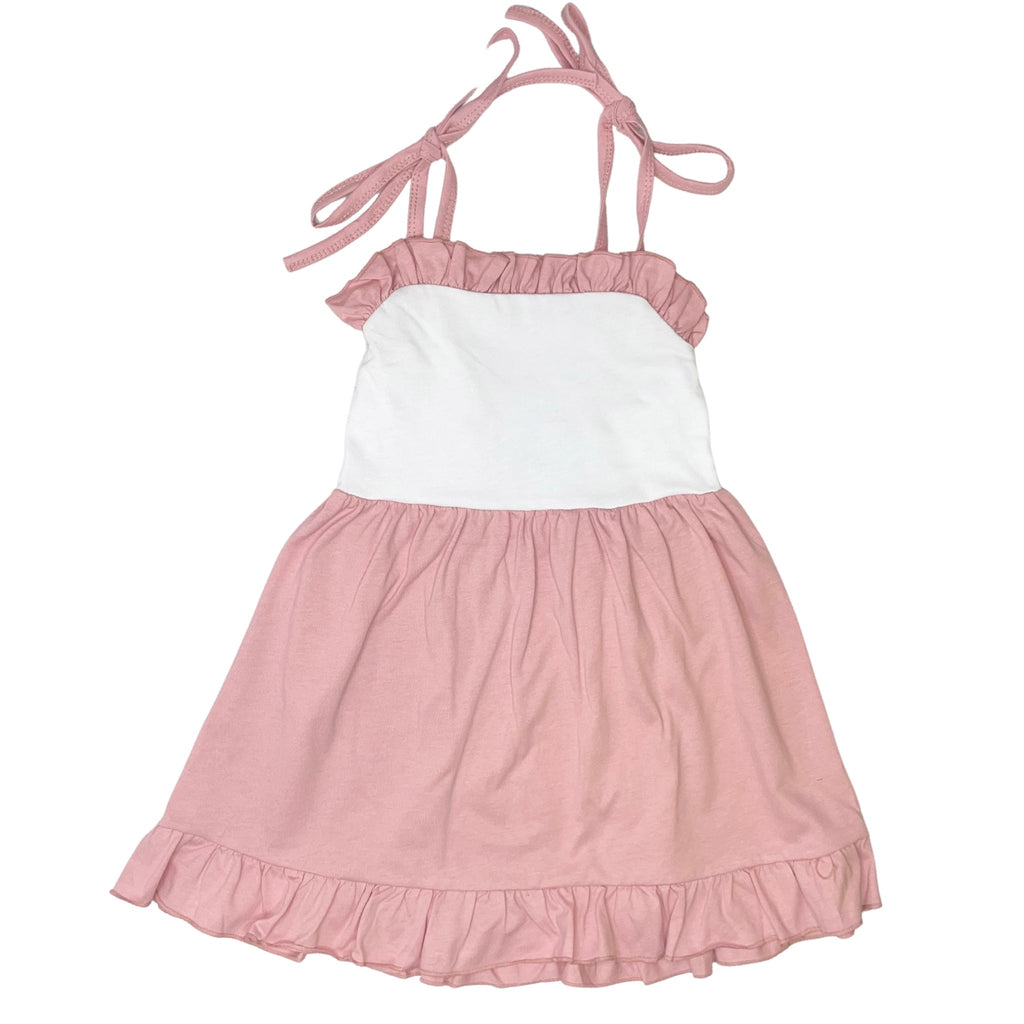 Threaded Cotton Ruffle Tie Sun Dress 100% Cotton