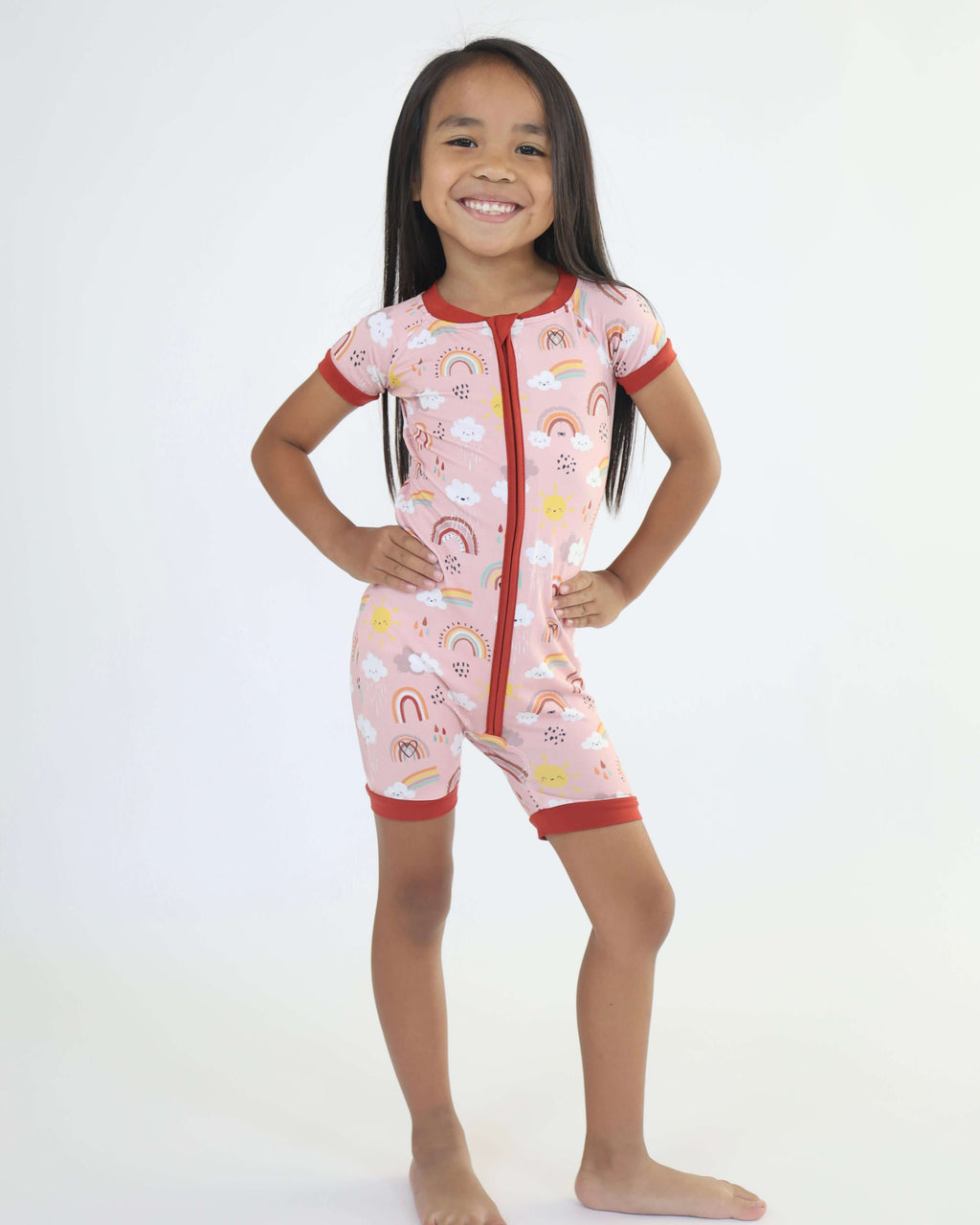 Bamboo Short Romper - Rainnbow