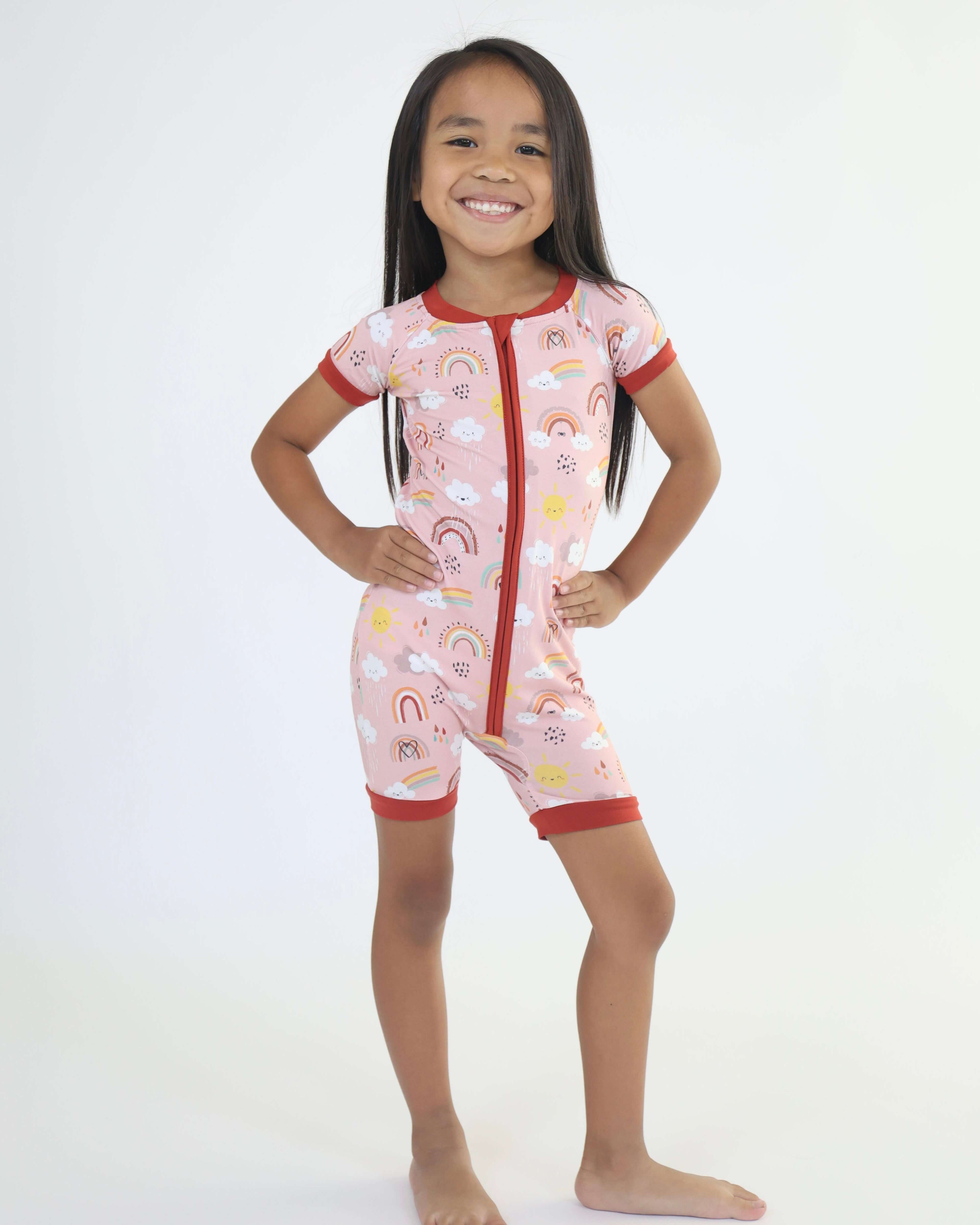Bamboo Short Romper - Rainnbow